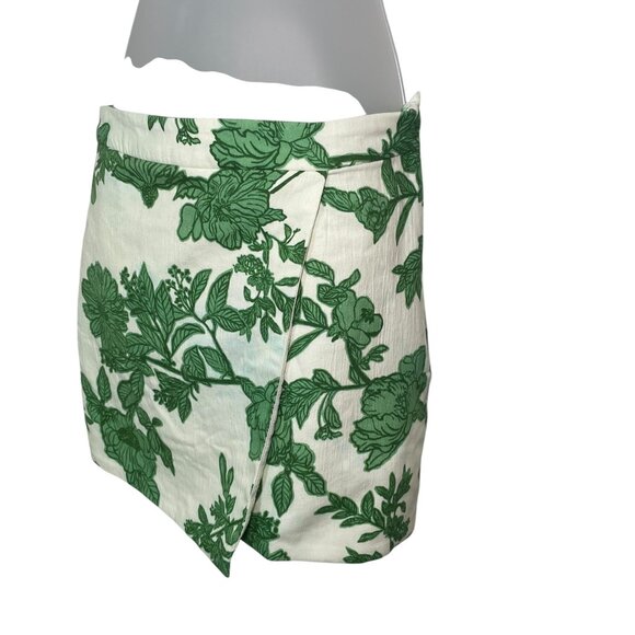 Rococo Sand Green Floral Wrap Mini Skirt - Picture 2 of 8